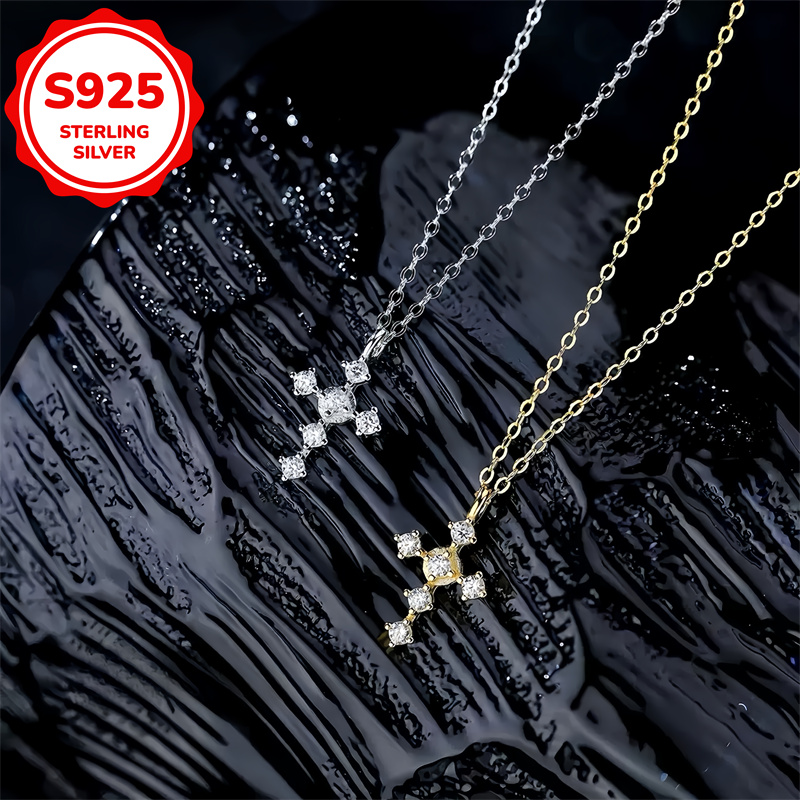 Women's Minimalist S925 Sterling Silver Cross Pendant Necklace